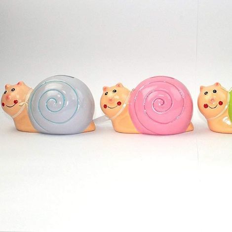 TrAdE Shop Traesio - Salvadanaio Lumachina Colorato 10cm In Ceramica Monete Porta Soldi -