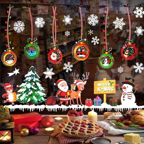 juego de pegatinas navideñas para ventanas, decoraciones navideñas, calcomanías para ventanas