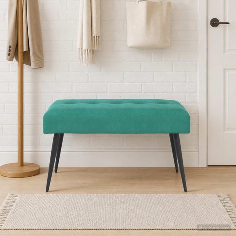 vidaXL Panchina con bottoni imbottiti Turchese 80 x 40 x 46 cm Velluto