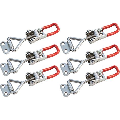 6 PCS Loquet À Bascule Réglable, Sauterelle De Serrage Métallique, Fermeture À Levier Pour Remorque, Valises, Portes, Armoires, 100 kg Force De Serrage, Loquet De Sécurité Sans Cadenas (1/5)