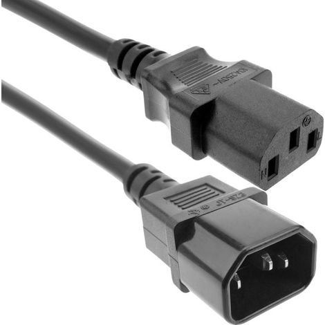 Câble électrique 3x1.5mm² IEC60320 C13-femelle vers C14-mâle 1.8m (1/3)