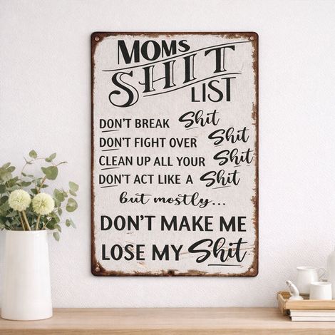 New "Mother's Main List" Declaration Sign Painting for Porch and Outdoor Wall Decoration - "Mother's Main List" Declaration Sign - Small Size (1218cm)