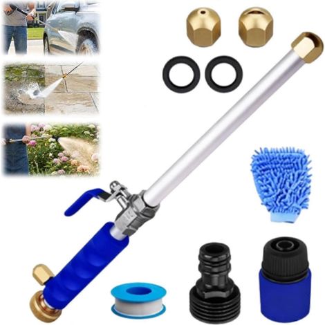 Lance de nettoyeur haute pression Hydro Jet embout tuyau arrosage nettoyeur 3 buses haute pression accessoire tuyau arrosage bleu (1/5)