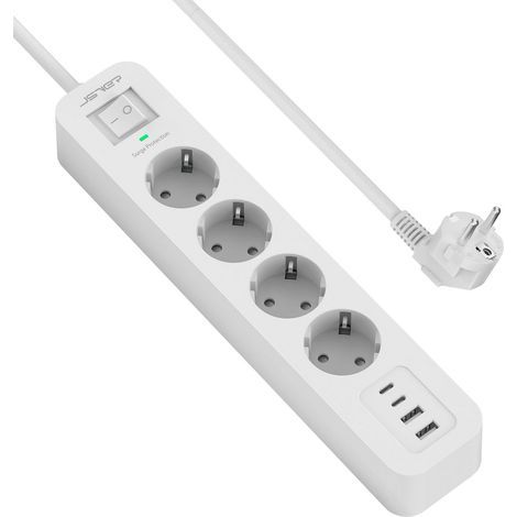 Power Strip with 4 Outlets, 3680W Surge Protector, 4 USB Ports, 2m Cable, Desktop (1/5)