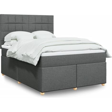 Boxspringbett mit Matratze Dunkelgrau 160x200 cm Stoff