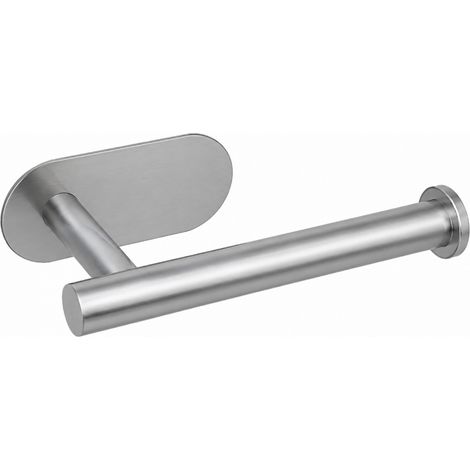 Porte papier WC adhésif mural pour salle de bain ou toilettes, sans perçage - Acier inoxydable - Chrome - Vivezen (1/5)