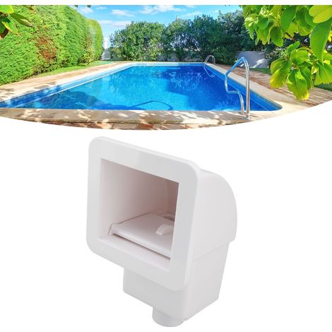 Skimmer de piscina de ABS con desagüe, cesta filtrante y válvula automática, 32 x 19,5 cm, para piscinas privadas y comerciales. (1/5)