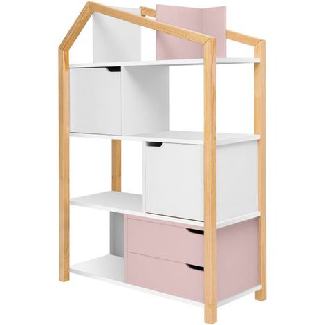 Bibliothèque maison Bellamy Phoebe Rose et blanc (1/5)
