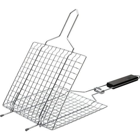 Tragbarer Grillkorb aus Metall zum Grillen von Garnelen, Fisch und Gemüse.
