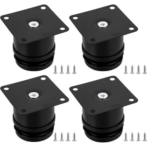 Lot de 4 pieds de meubles réglables (50 x 50 mm, noir), pieds de table en métal à hauteur réglable, pieds de meubles de cuisine, pieds de meubles en acier inoxydable pour armoires (1/5)
