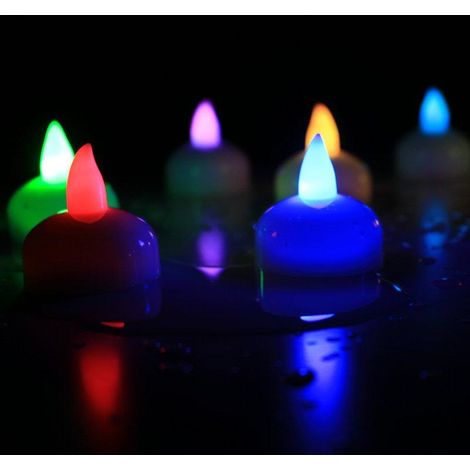 CANDELE GALLEGGIANTI LED RGB A BATTERIA ACQUA SENSORE 12 PZ. SENZA FIAMMA MATRIMONIO COMPLEANNO SAN VALENTINO