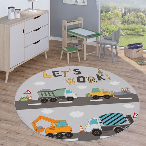 Paco Home Kinderteppich Teppich Rund Kinderzimmer Spielteppich Straßenteppich Modern 200 cm Rund, Grau 2