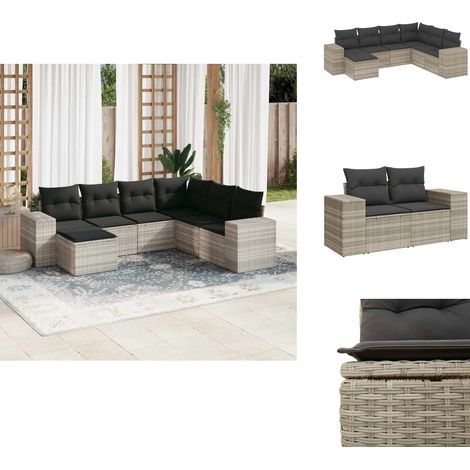 Salon de jardin avec coussins 7 pcs gris clair résine tressée - Ensemble De Canapés De Jardin - Ensembles De Canapés De Jardin - Ensemble De Canapés D'extérieur - Ensemble De Canapés De Patio (1/5)