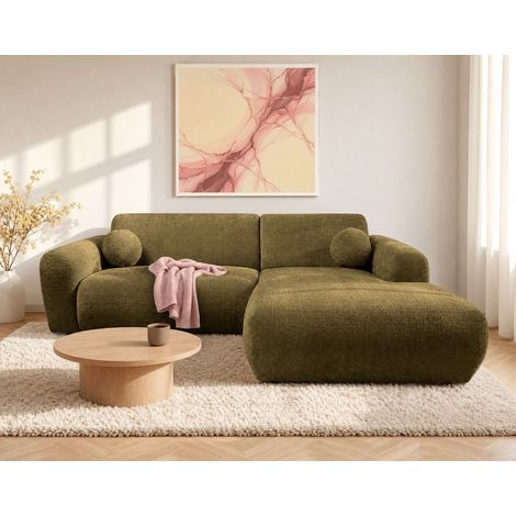 Lisa Design – Canapé d'angle droit 4 places en velours texturé – Méridienne spacieuse 135 cm – Confort mousse haute densité – Style contemporain