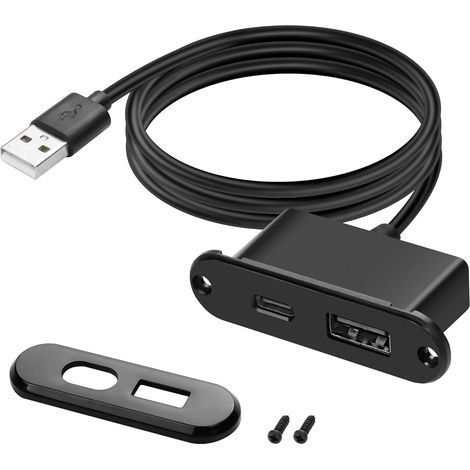 USB Prise d'alimentation de Bureau 5V / 2A USB Type-A/Type-C Port de Charge intégré Chargeur de Bureau de téléphone Portable Station de Charge de Bureau de canapé - 1.2m / 3.9ft (1/5)