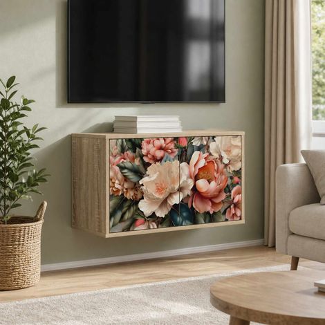 vidaXL Wall-mounted TV Cabinet BORNE 69 x 33 x 40 cm Sonoma Oak (1/5)