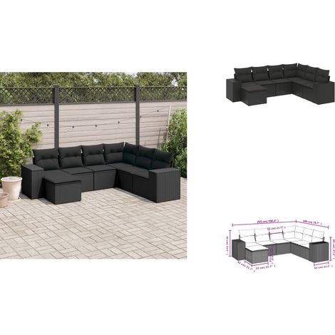 7-tlg. Garten-Sofagarnitur mit Kissen Schwarz Poly Rattan - Gartenmöbel - Outdoor Möbel - Rattan Gartenmöbel - Lounge Set - Esstischgarnitur (1/3)