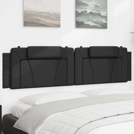Coussin de tête de lit 200 cm noir en similicuir avec rembourrage en mousse - PANGIVO (1/5)