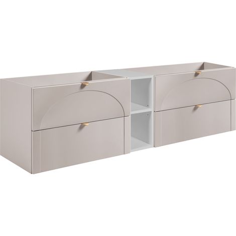 Meuble sous vasque suspendu AURA cachemire avec étagère blanc 180 cm K (1/5)