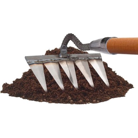 Scarification Jardin en Métal pour Le Jardinage Râteau À Dents Lourdes en Métal,Déchaumage Désherbage avec Dents en Acier Au Carbone, 5 Dents Râteau (1/5)
