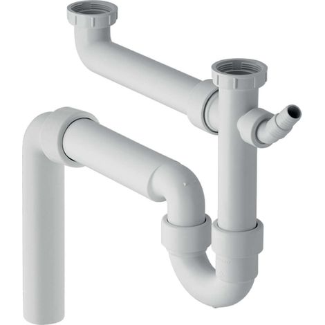 Geberit - Tapón de olores para fregadero doble, con manguera angular, salida vertical, d 50 mm 152.553.11.1 (1/3)