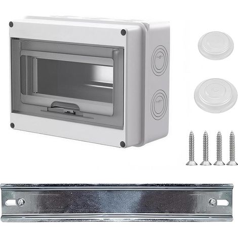 Boîte à fusibles en saillie - Boîte de distribution en saillie - 1 rangée - 8 modules - IP65 - Pour jardin, extérieur, colonnes de chargement et villas (1/5)