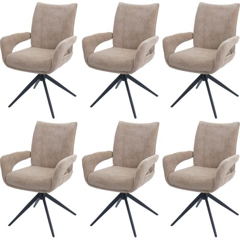 Lot de 6 chaises de salle à manger HWC-O78 chaise de cuisine pivotante avec retour automatique tissu/textile chenille (1/5)