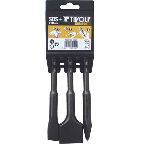 Tivoly • Set di 3 picconi e scalpelli SDS + KIT KOMPACT lunghezza extra corta 140mm