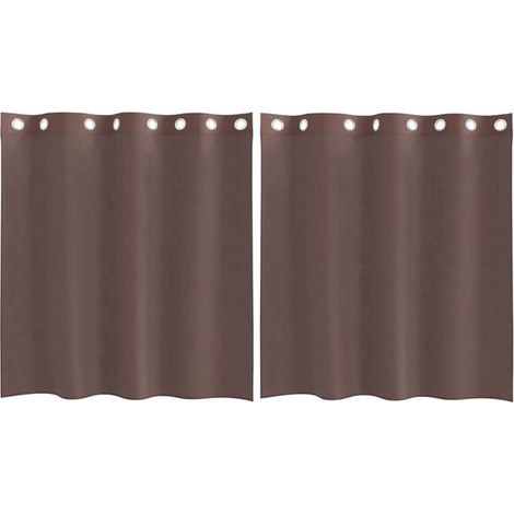 Rideaux voilages marron, à œillets, deux pièces, 140 x 140 cm