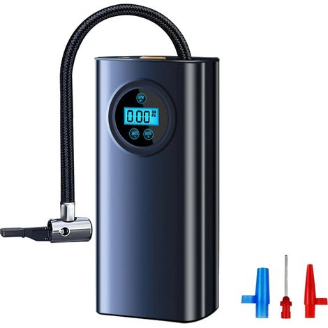 Pompa ad aria a batteria, pompa ad aria con display LCD e 3 adattatori per ugelli, gonfiatore per pneumatici a compressione (1/4)