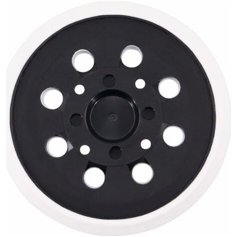Plateau de Ponçage 125 mm avec Hook et Loop 8 Trous Compatible avec Bosch PEX 300/400 AE Ponceuse Excentrique par Poweka (Blanc) (1/5)