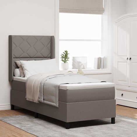 Cama Box Spring LED con cabecera Taupé 80 x 200 cm tela (1/5)