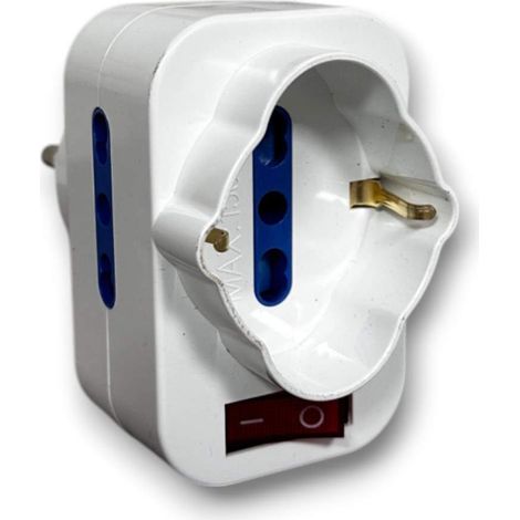 Adattatore triplo 16 a con interruttore con sipna girevole a 90� riduttore