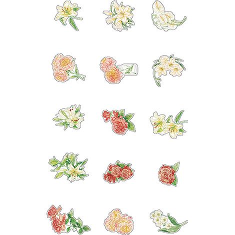 Lot de 15 stickers fleurs raffinés, motifs floraux PET autocollants DIY pour scrapbooking, carnet, album photo Type1 (1/5)