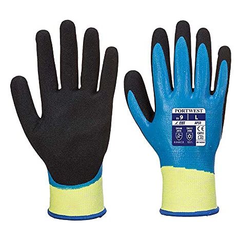 Guanti Anti Taglio Impermeabili Totalmente Rivestiti Acqua Pro Blue-Nero 7 (1/3)
