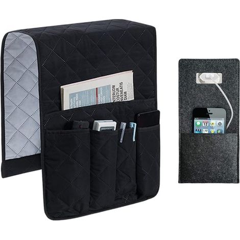 1 borsa nera da appendere al divano e 1 borsa da appendere al telefono,borsa portaoggetti grande,borsa da appendere con scomparti multipli (1/5)