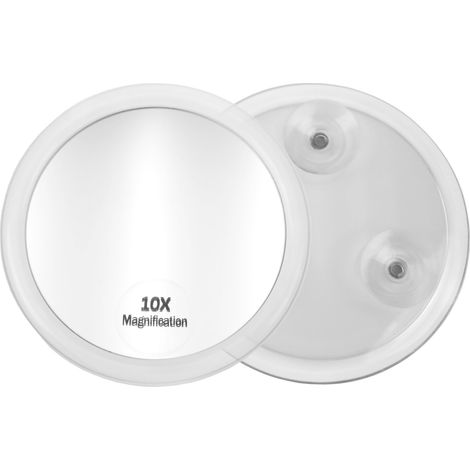 Miroir Cosmétique Grossissant, Grossissement 10x, Acrylique Transparent avec Ventouses, Ø Interne 8 cm (1/5)