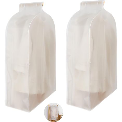 Lot de 2 housses de protection imperméables à fermeture éclair pour vêtements - Organisateurs de vêtements - Cintres de garde-robe, 60 x 30 x 90 cm et 60 x 30 x 110 cm (1/5)