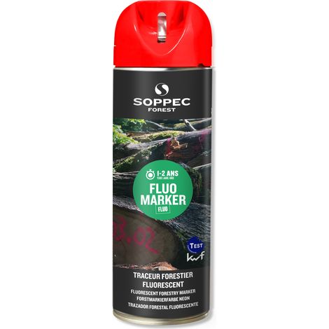 Bombe de peinture - Traceur forestier SOPPEC fluorescent rouge fluo 12 mois fluo marker - 131313 (1/6)