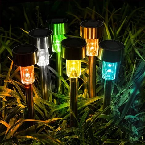 (15 pièces - Éclairage coloré) Lampe solaire décorative pour jardin, étanche, compatible avec allées, terrasses, jardins et pelouses. (1/5)