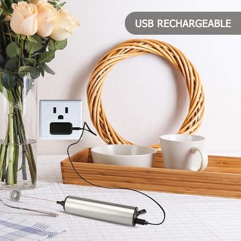 Mousseur à Lait Rechargeable, Mousseurs à Lait en Acier Inoxydable Mousseur à Main de Voyage Cuisine Mousseur à Café Baguette pour Café Lattes Cappuccino Matcha Chocolat Chaud (1/3)