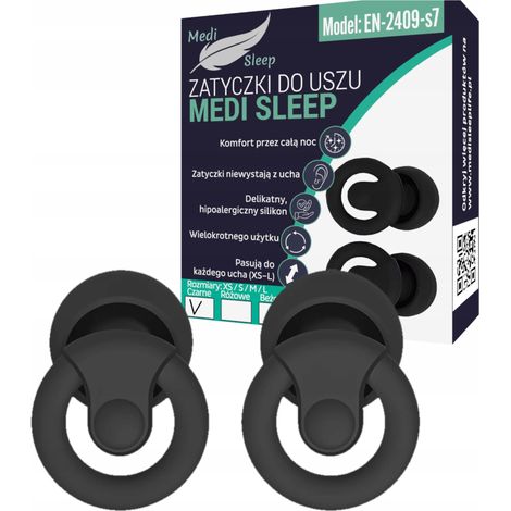 Medi Sleep Ohrstöpsel zum Schlafen Größe XS / S / M / L schwarz
