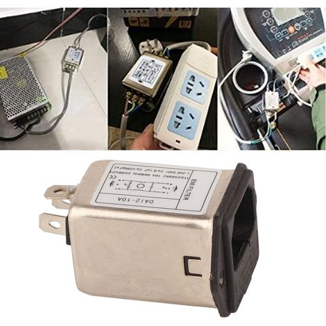 Prise à double fusible, conception 2 en 1, DAI2-10A, filtre d'alimentation EMI, 115/250 V 50/60 Hz, convient aux téléviseurs à écran plat, aux machines de point de vente et aux fauteuils de massage. (1/5)