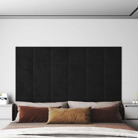 vidaXL Tête de lit murale 12 pcs Noir Velours (1/5)