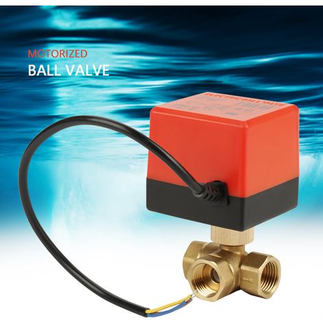 Vanne électrique à bille motorisée 3 voies en laiton G1/2" DN15 220 V CA pour le contrôle de débit (1/5)