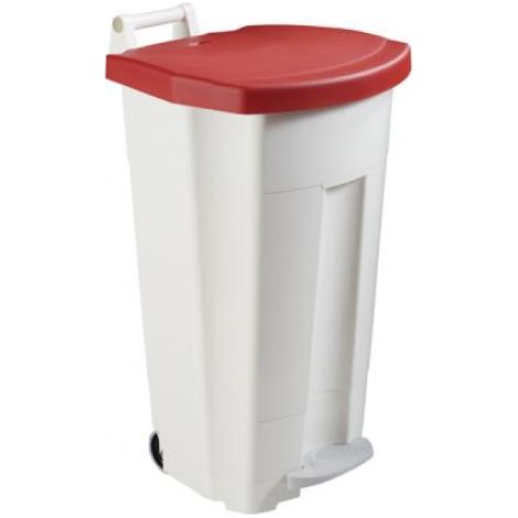 Poubelle mobile à pédale Boogy - 90l - rouge / blanc (1/4)