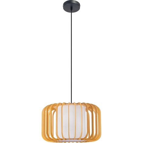 FORLIGHT Viva lampara colgante en negro y madera clara para bombilla E27
