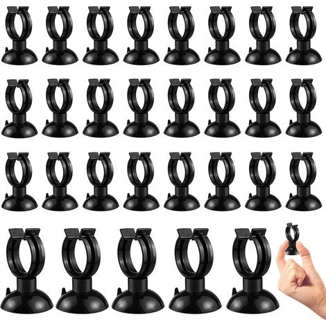 30 Pièces Ventouse pour Aquarium, Clips PVC Écologique pour Chauffe Eau, Thermomètre, Tube d'eau (Noir) (1/5)