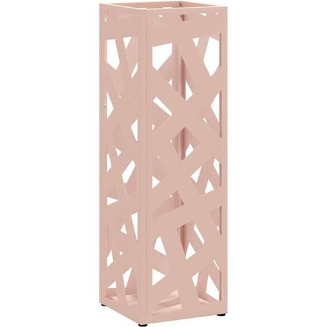 Porte-parapluie avec fonction de rangement, rose, 15,5 x 15,5 x 49 cm, en métal. (1/5)