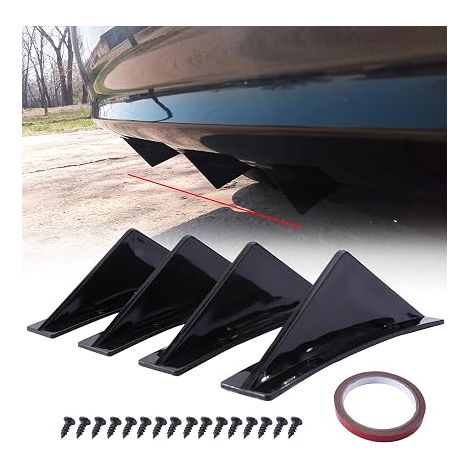 Car Rear Bumper Spoiler Black Auto Rear Bumper Lip Diffuser Shark Spoiler Arched Shape Separator Accessories (1/5)